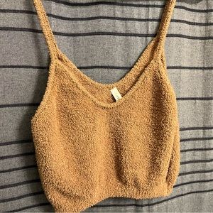 Light brown fluffy crop top